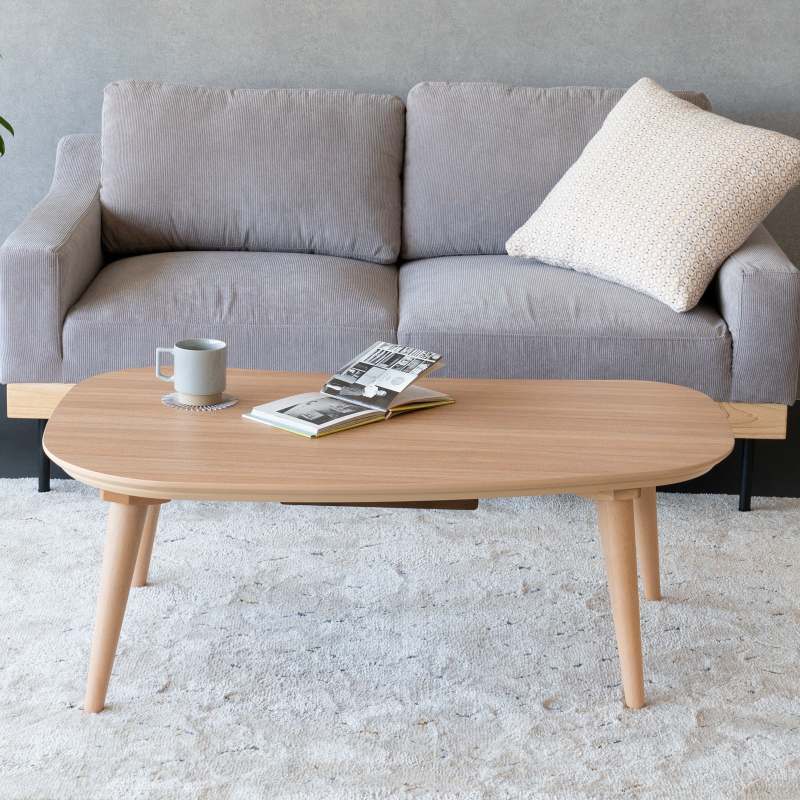 GOOD LIFE INTERIOR こたつ テーブル ビーンズ型 105×65cm 布団セット
