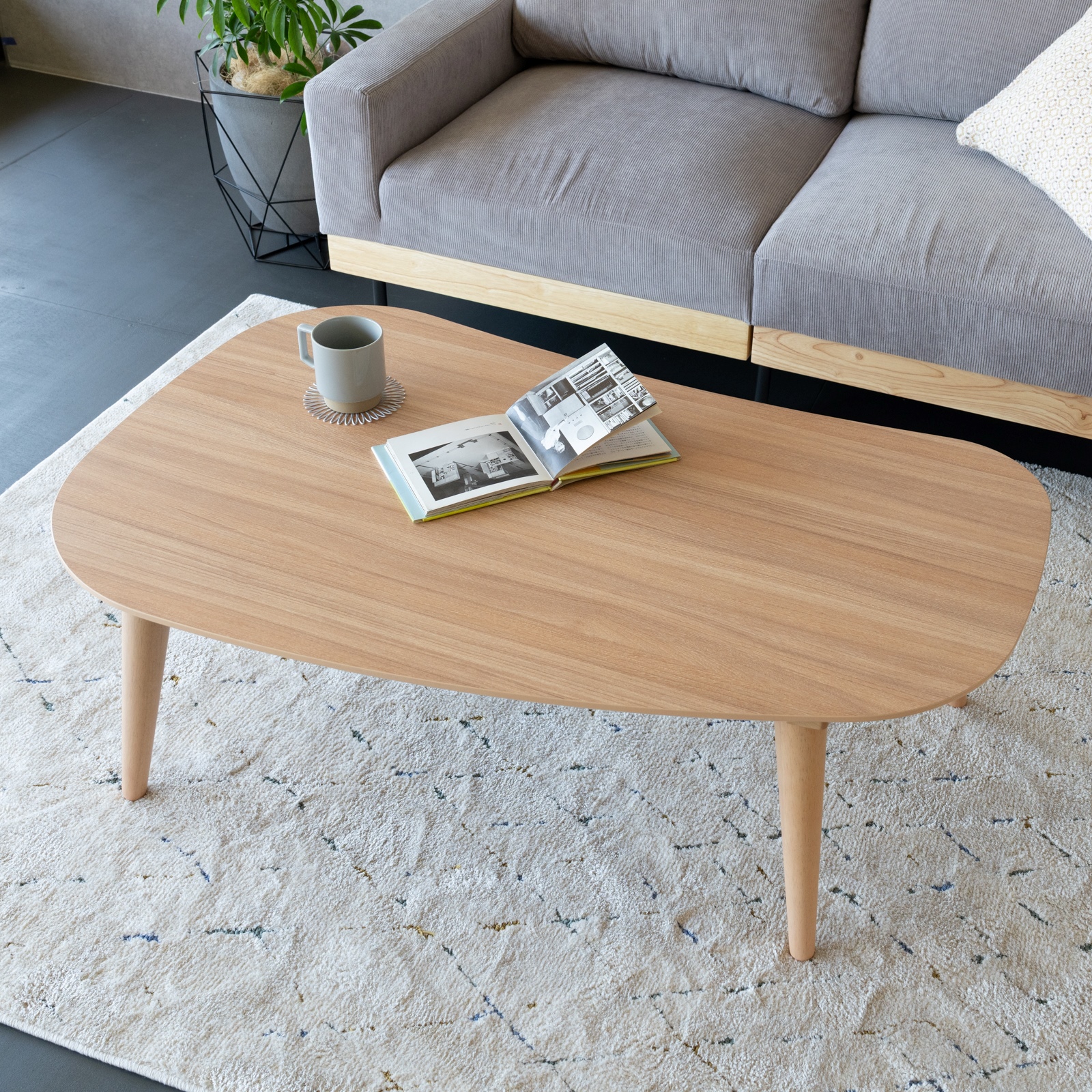 GOOD LIFE INTERIOR こたつ テーブル ビーンズ型 105×65cm 布団セット