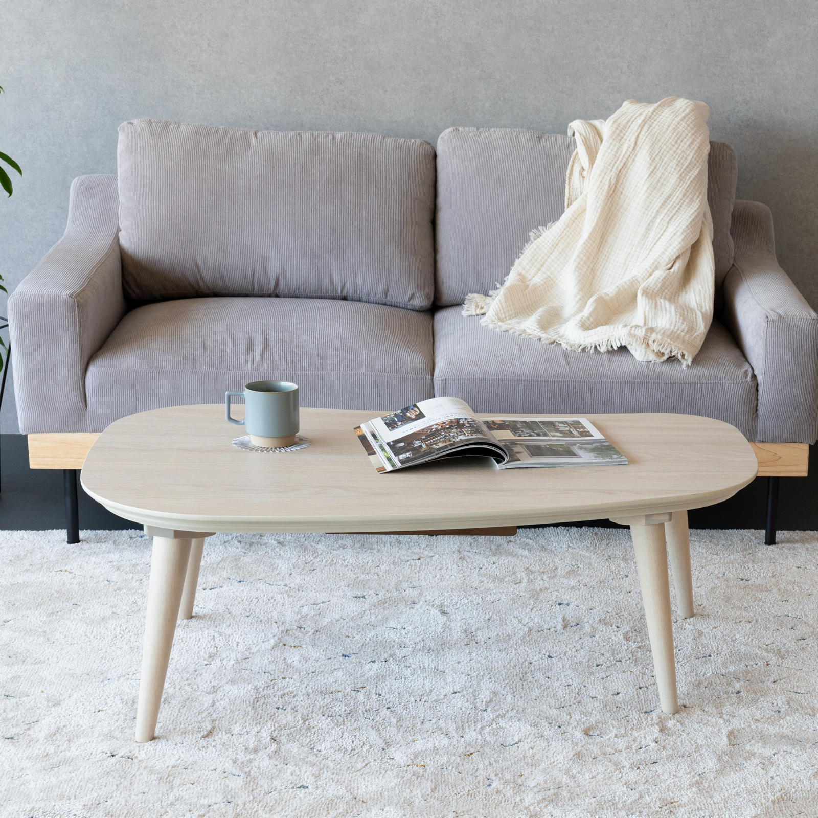 GOOD LIFE INTERIOR こたつ テーブル ビーンズ型 105×65cm 布団セット