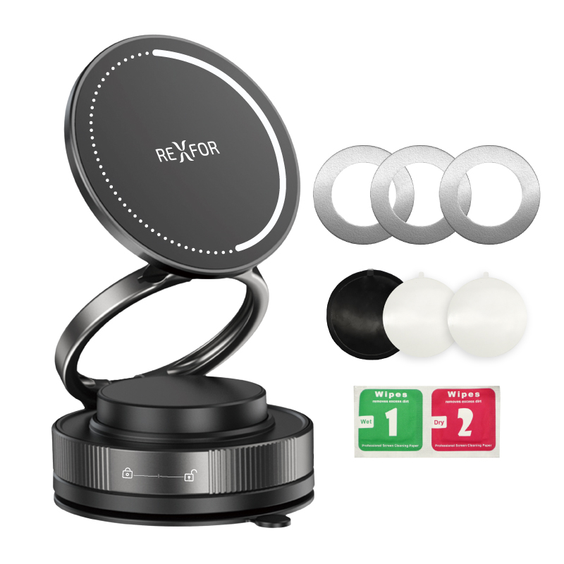 車載スマホホルダー マグネット 吸盤 強力固定 MagSafe対応 360度回転