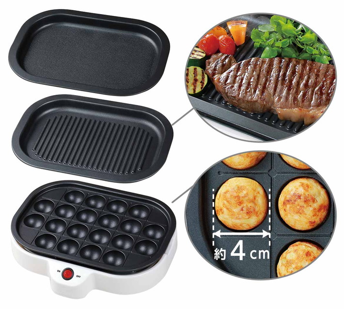 3in1 着脱式 グリル プレート 3種 たこ焼き 焼肉 お好み焼き ホット