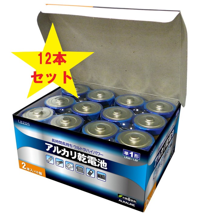 アルカリ 乾電池 単1 12本 セット 電池 長持ち 水銀ゼロ 備蓄 防災 非常用 懐中電灯 単一  :zk-0215-6:グッドメイク-Yahoo!ショップ - 通販 - Yahoo!ショッピング