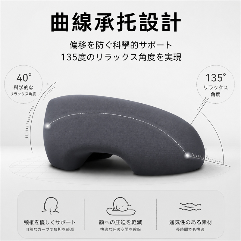 フェイスピロー うつ伏せ枕 マッサージベッド用 顔穴付き 通気性抜群