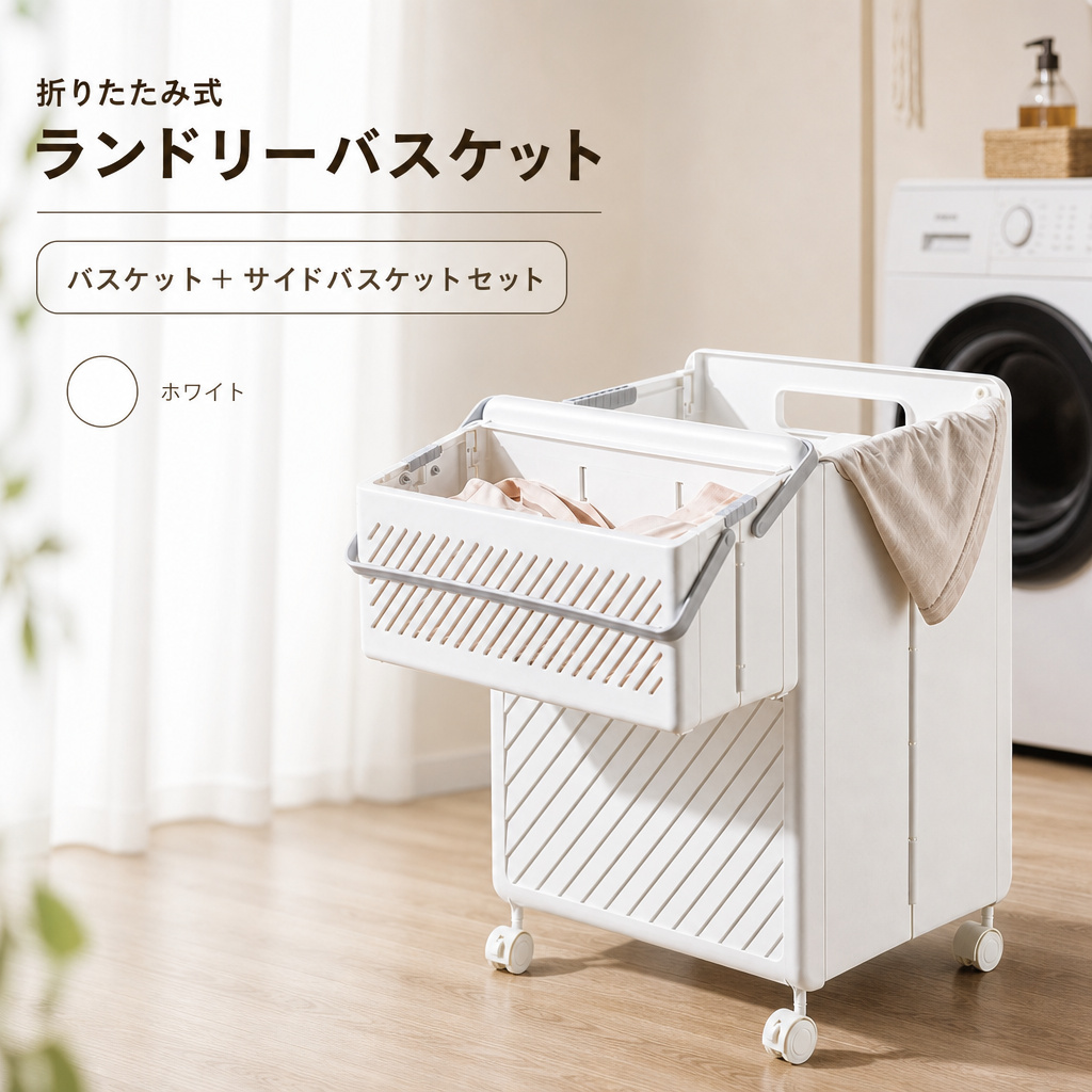 ランドリー収納 洗濯かご キャスター 2段 ランドリーバスケット 2段 大
