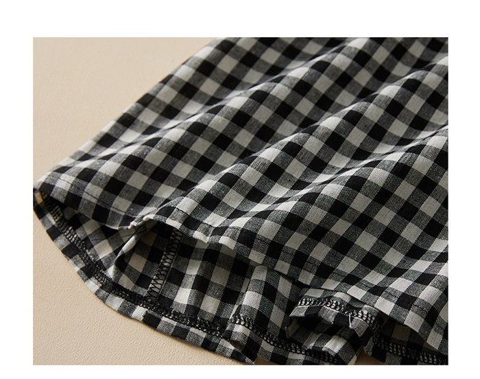 ギンガムチェック ワンピース レディース 夏 半袖 ロング マキシ丈 綿麻 リネン チェック柄 ウエストマーク リボン 紐付き |  | 11