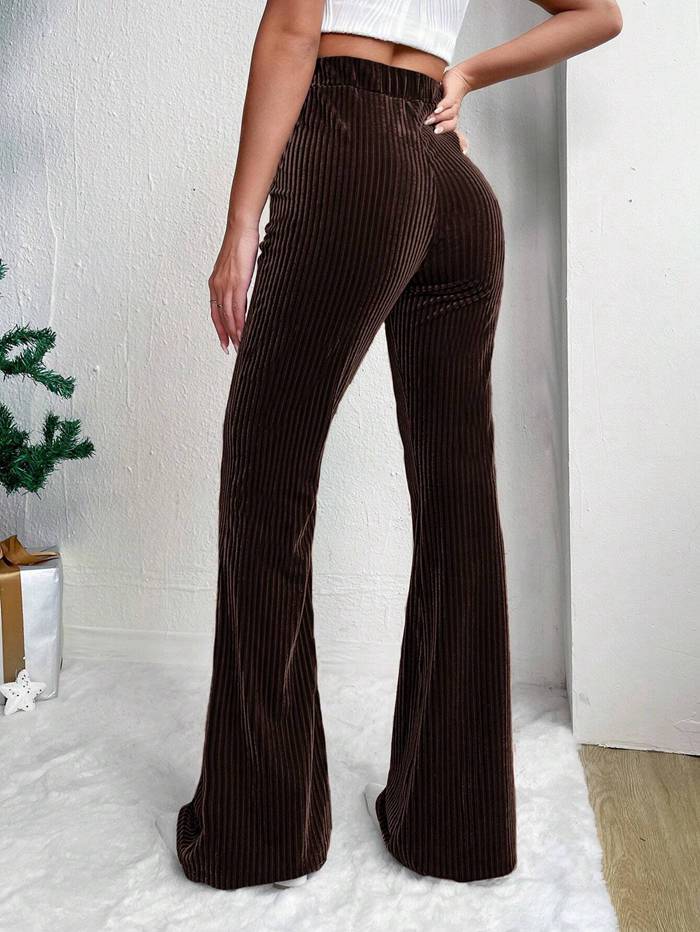 コーデュロイ フレアパンツ レディース ボトム リブフレアパンツ ワイドパンツ ロングパンツ ズボン ウエストゴム 体型カバ |  | 14