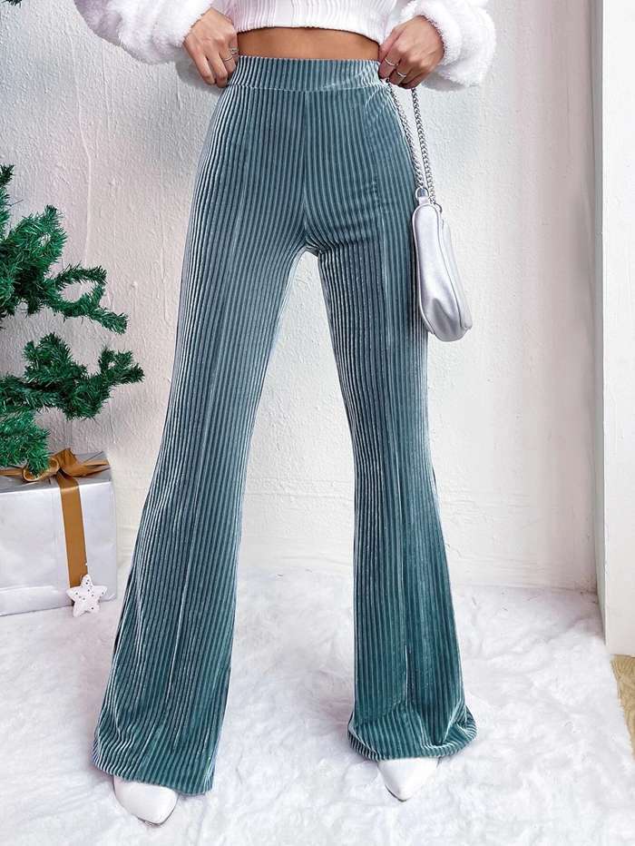 コーデュロイ フレアパンツ レディース ボトム リブフレアパンツ ワイドパンツ ロングパンツ ズボン ウエストゴム 体型カバ |  | 15
