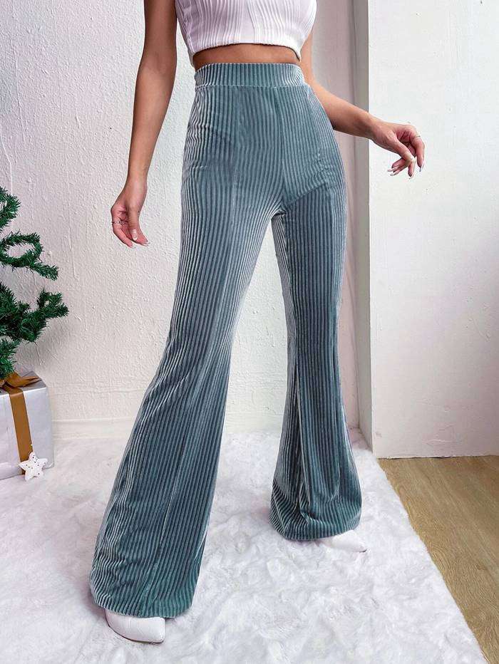 コーデュロイ フレアパンツ レディース ボトム リブフレアパンツ ワイドパンツ ロングパンツ ズボン ウエストゴム 体型カバ |  | 16