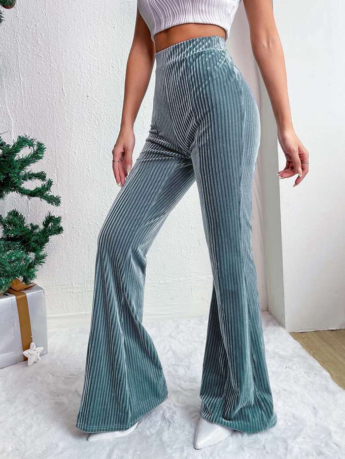 コーデュロイ フレアパンツ レディース ボトム リブフレアパンツ ワイドパンツ ロングパンツ ズボン ウエストゴム 体型カバ |  | 17