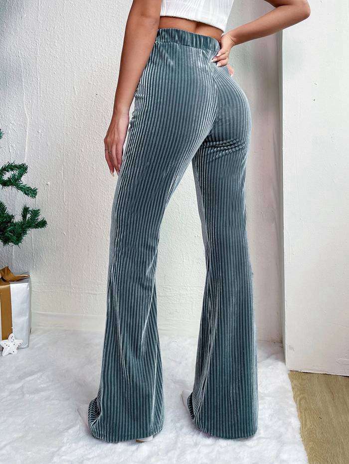 コーデュロイ フレアパンツ レディース ボトム リブフレアパンツ ワイドパンツ ロングパンツ ズボン ウエストゴム 体型カバ |  | 18