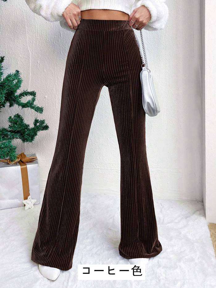 コーデュロイ フレアパンツ レディース ボトム リブフレアパンツ ワイドパンツ ロングパンツ ズボン ウエストゴム 体型カバ |  | 05