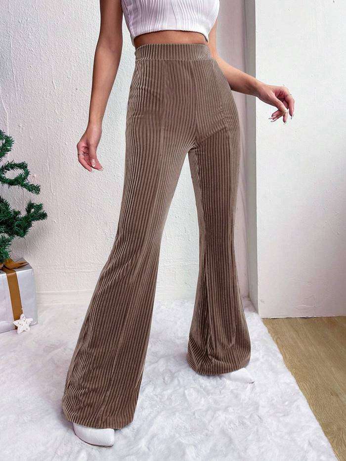 コーデュロイ フレアパンツ レディース ボトム リブフレアパンツ ワイドパンツ ロングパンツ ズボン ウエストゴム 体型カバ |  | 07