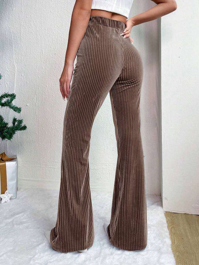 コーデュロイ フレアパンツ レディース ボトム リブフレアパンツ ワイドパンツ ロングパンツ ズボン ウエストゴム 体型カバ |  | 08
