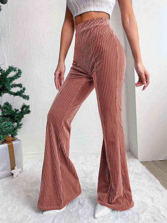 コーデュロイ フレアパンツ レディース ボトム リブフレアパンツ ワイドパンツ ロングパンツ ズボン ウエストゴム 体型カバ |  | 10