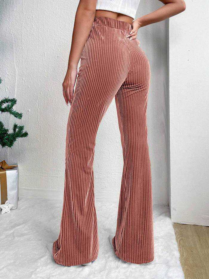 コーデュロイ フレアパンツ レディース ボトム リブフレアパンツ ワイドパンツ ロングパンツ ズボン ウエストゴム 体型カバ |  | 11