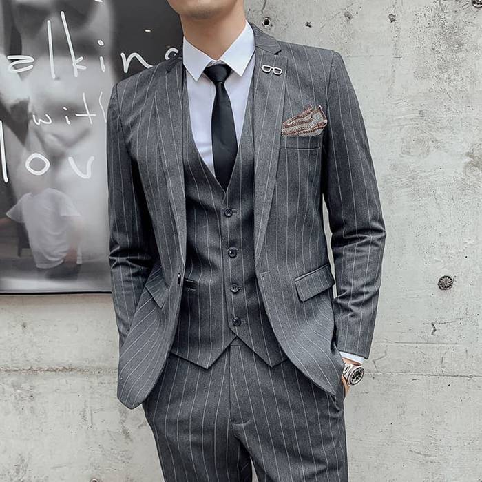 スリーピーススーツ メンズ スーツ ストライプ柄 セットアップ 卒業式 入学式 スリムスーツ ビジネススーツ メンズスーツ 大 |  | 02