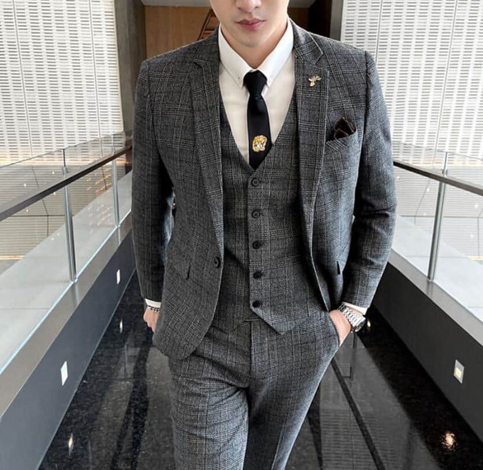 結婚式 スリーピーススーツ メンズ  洗える スリム ウォッシャブル スーツ チェック柄 セットアップ 卒業式 入学式 スリムス |  | 14