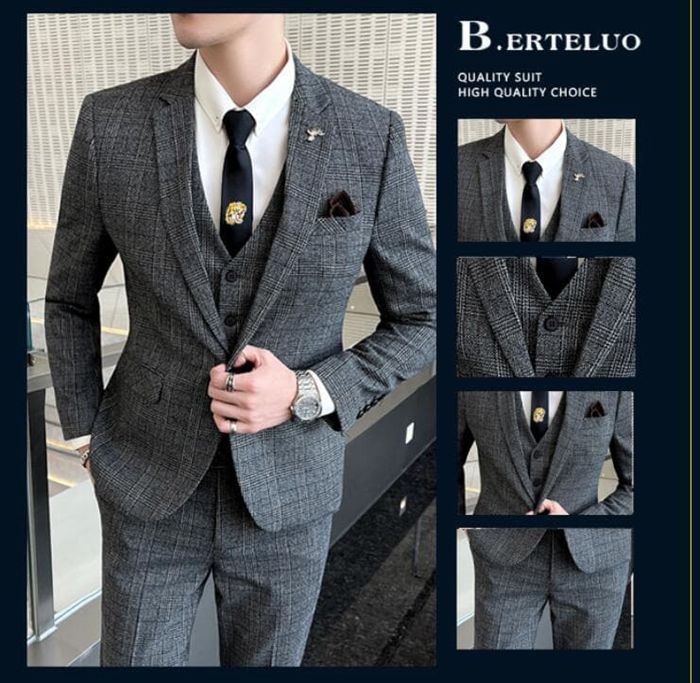 結婚式 スリーピーススーツ メンズ  洗える スリム ウォッシャブル スーツ チェック柄 セットアップ 卒業式 入学式 スリムス |  | 05