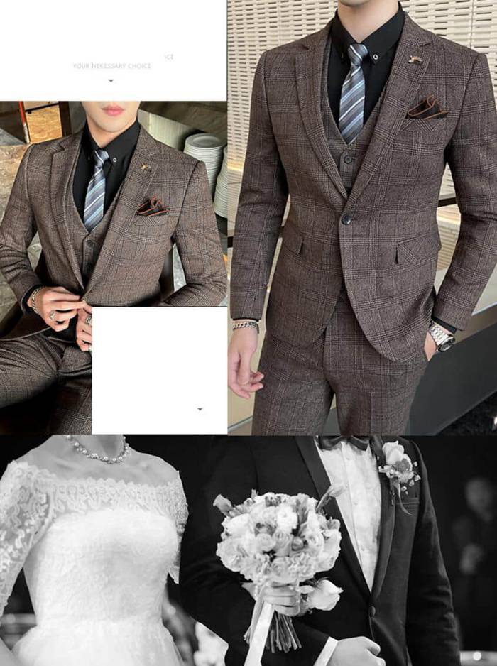 結婚式 スリーピーススーツ メンズ  洗える スリム ウォッシャブル スーツ チェック柄 セットアップ 卒業式 入学式 スリムス |  | 06