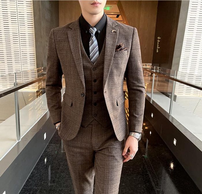 結婚式 スリーピーススーツ メンズ  洗える スリム ウォッシャブル スーツ チェック柄 セットアップ 卒業式 入学式 スリムス |  | 10