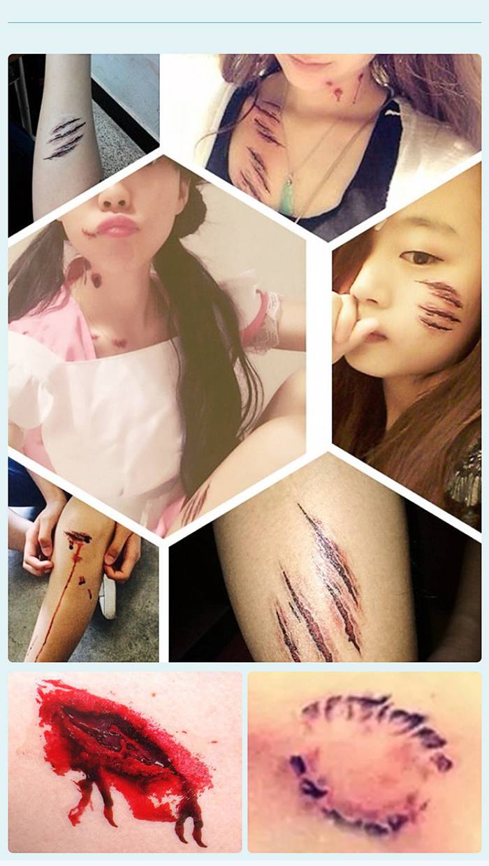 ハロウィン タトゥーシール 特殊メイク タトゥーシール 傷シール 仮装 コスプレ メイク 小道具 縫い傷 ホラー 傷 タトゥーシール 刺青 |  | 04
