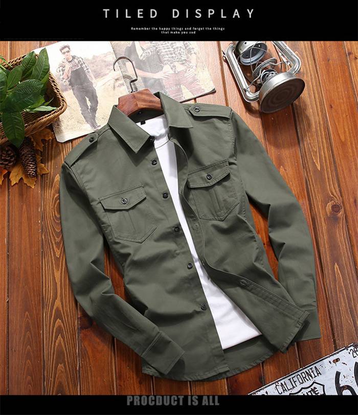 ミリタリーシャツ メンズ シャツ 長袖 開襟 カジュアルシャツ ワークシャツ ミリタリー アウトドア 春服 秋服 おしゃれ ブラウス 関連画像2