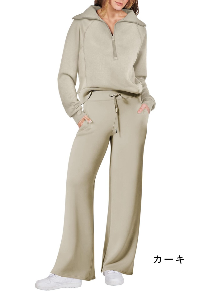 セットアップ レディース カジュアル 上下セット スウェット スポーツウェア ハーフジップ トレーナー スウェットパンツ |  | 06