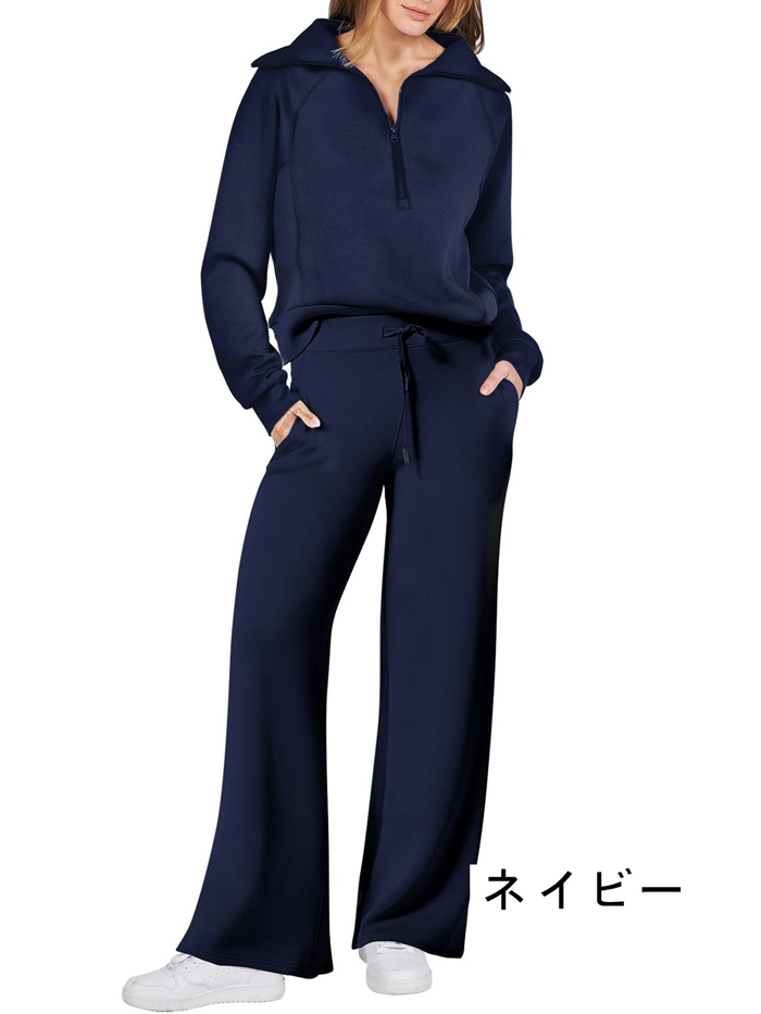 セットアップ レディース カジュアル 上下セット スウェット スポーツウェア ハーフジップ トレーナー スウェットパンツ |  | 07