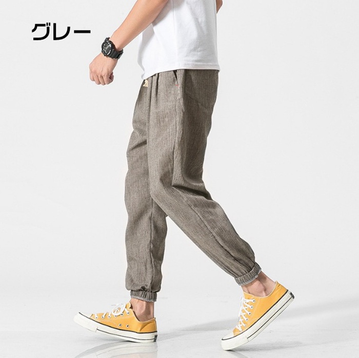 麻 パンツ メンズ サルエルパンツ リネンパンツ 接触冷感 メンズ ズボン メンズ 夏 9分丈 綿麻 大きいサイズ ジョガーパンツ |  | 02