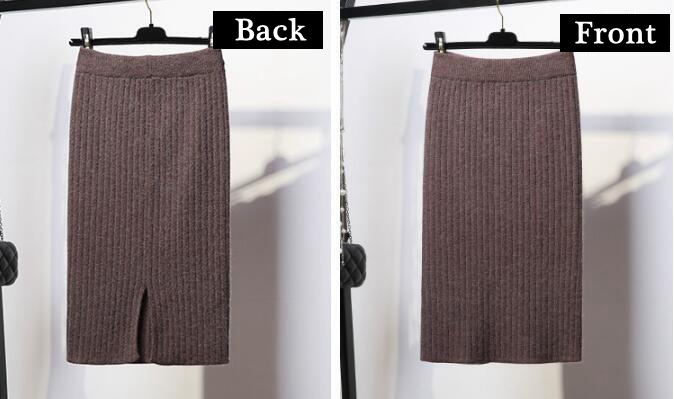 ニットスカート 即納 タイトスカート リブ スリット レディース 膝丈 ストレッチ ミモレ丈 ボトムス ひざ丈 ロング丈 新作 秋冬 |  | 07