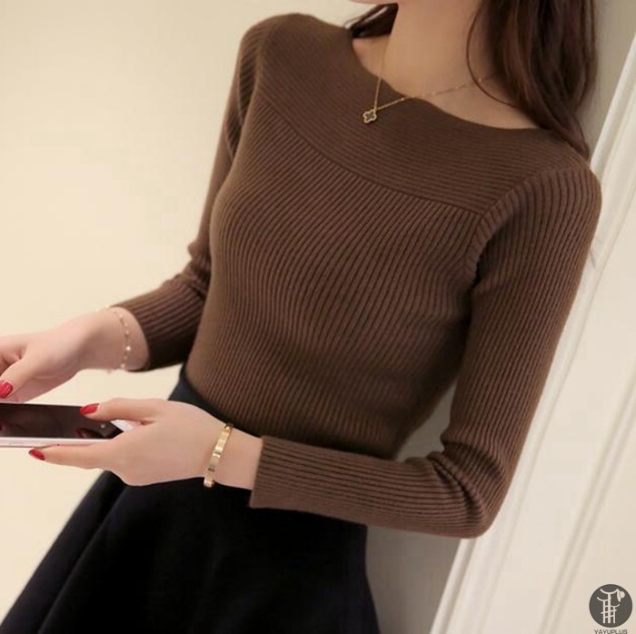 ニット ボートネック リブ編み タイト レデイース セーター シンプル インナー 秋 春 冬 新作 |  | 04