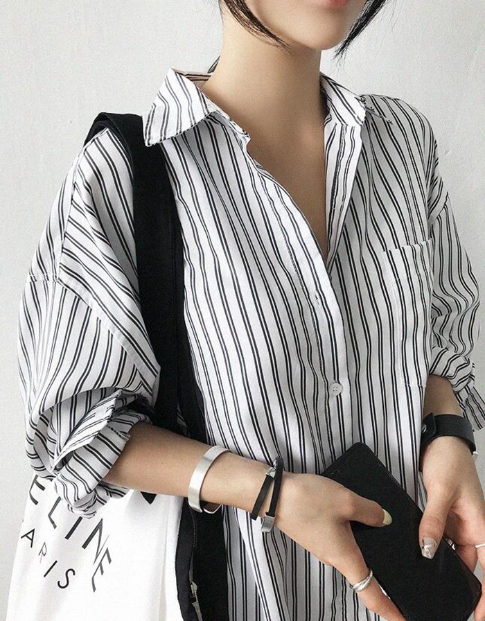 韓国ファッションシャツワンピース ロングシャツ ワンピース ミディアム丈 長袖 シャツ レディース