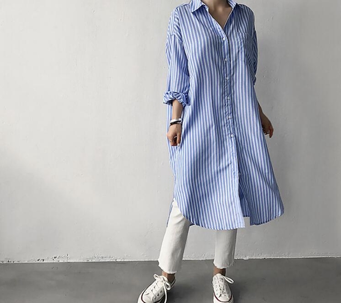 YAECA - 専用 期間お値下げ　lenoandco ミディアム丈ストライプシャツワンピ オーガニック ストライプ シャツワンピ│to touch