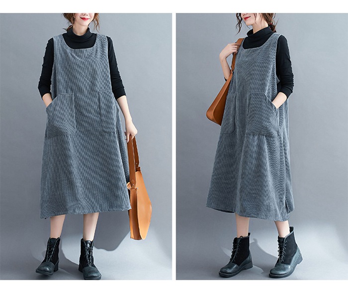 ジャンパースカート ベストワンピース コーデュロイ ジャンパースカート チュニック レディース ノースリーブ ロングワンピース |  | 14