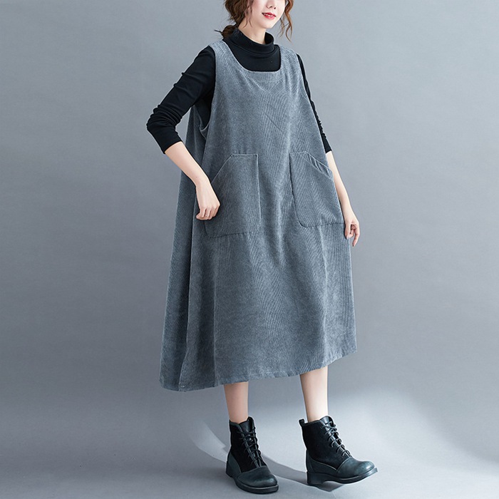 ジャンパースカート ベストワンピース コーデュロイ ジャンパースカート チュニック レディース ノースリーブ ロングワンピース |  | 02