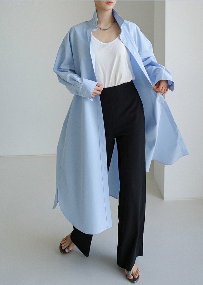 シャツ ワンピース レディース ロングシャツ シャツワンピ ロングワンピ サイドスリット シャツワンピース |  | 05