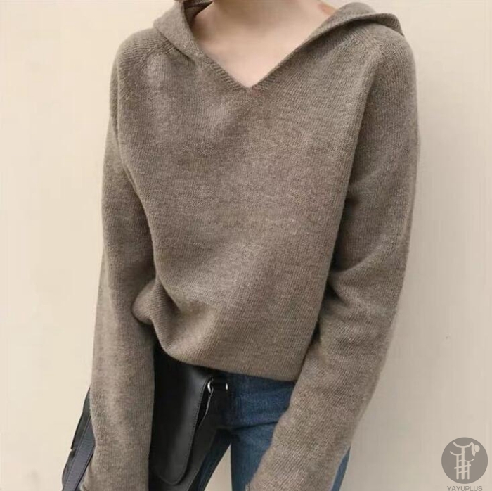 ニットパーカー レディース ニット パーカー Vネック フード付き トップス 長袖 プルオーバー 秋物 冬物 無地 カジュアル 女性用 可愛い 着回し 代引不可 |  | 04