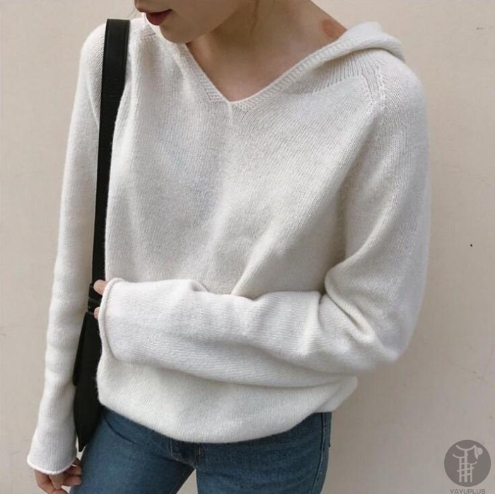 ニットパーカー レディース ニット パーカー Vネック フード付き トップス 長袖 プルオーバー 秋物 冬物 無地 カジュアル 女性用 可愛い 着回し 代引不可 |  | 01