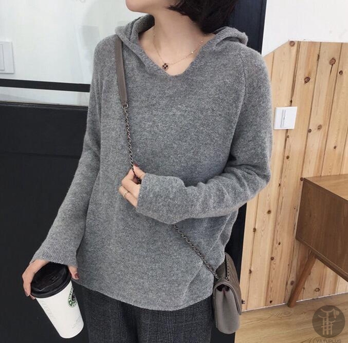 ニットパーカー レディース ニット パーカー Vネック フード付き トップス 長袖 プルオーバー 秋物 冬物 無地 カジュアル 女性用 可愛い 着回し 代引不可 |  | 02