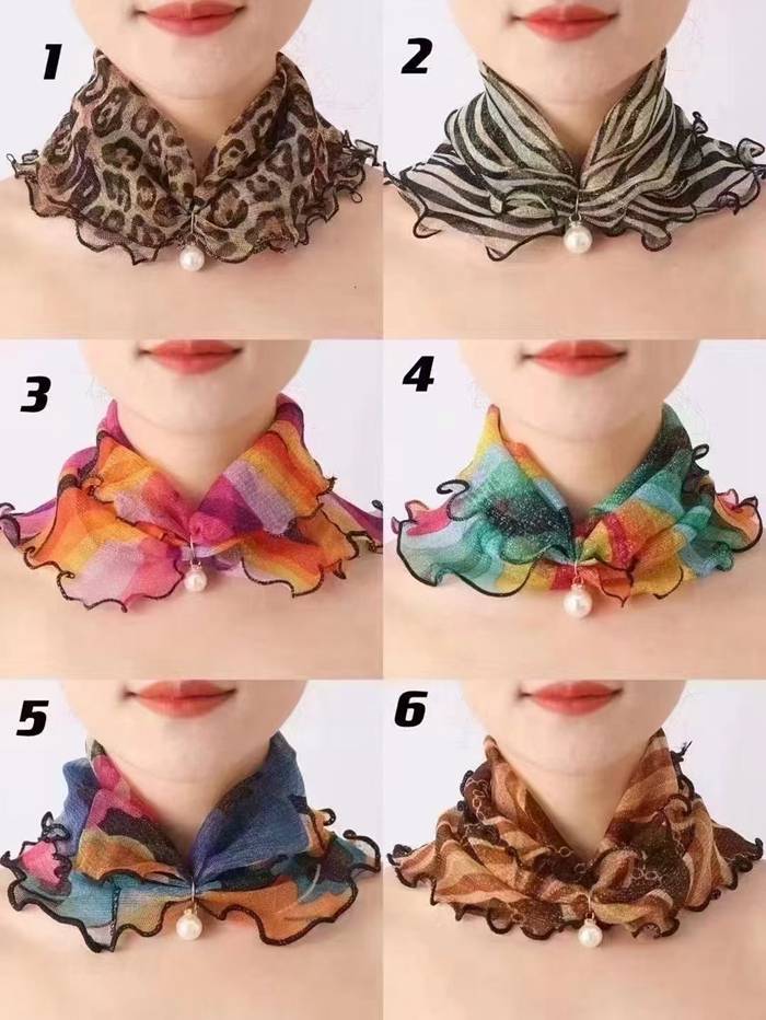 スカーフ レディース スヌード パール付き ヘアバンド ヘアターバン 首巻き 紫外線対策 揺れる フリル きれいめ 上品 |  | 21