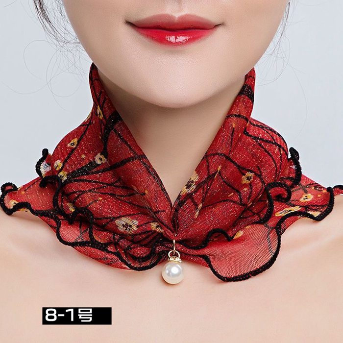 スカーフ レディース スヌード パール付き ヘアバンド ヘアターバン 首巻き 紫外線対策 揺れる フリル きれいめ 上品 |  | 08