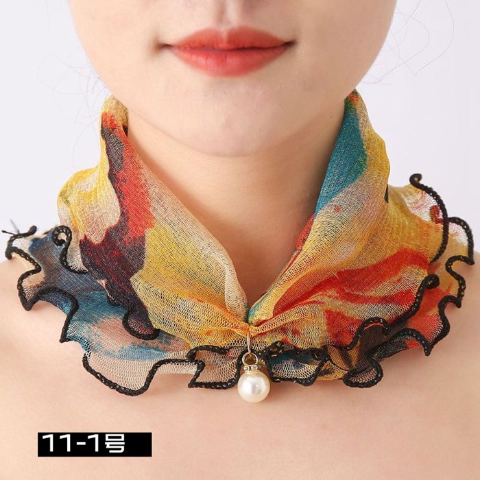 スカーフ レディース スヌード パール付き ヘアバンド ヘアターバン 首巻き 紫外線対策 揺れる フリル きれいめ 上品 |  | 11