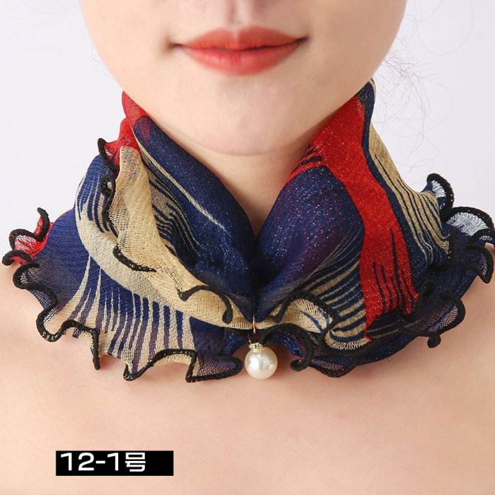 スカーフ レディース スヌード パール付き ヘアバンド ヘアターバン 首巻き 紫外線対策 揺れる フリル きれいめ 上品 |  | 12