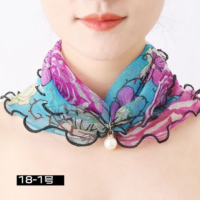 スカーフ レディース スヌード パール付き ヘアバンド ヘアターバン 首巻き 紫外線対策 揺れる フリル きれいめ 上品 |  | 14