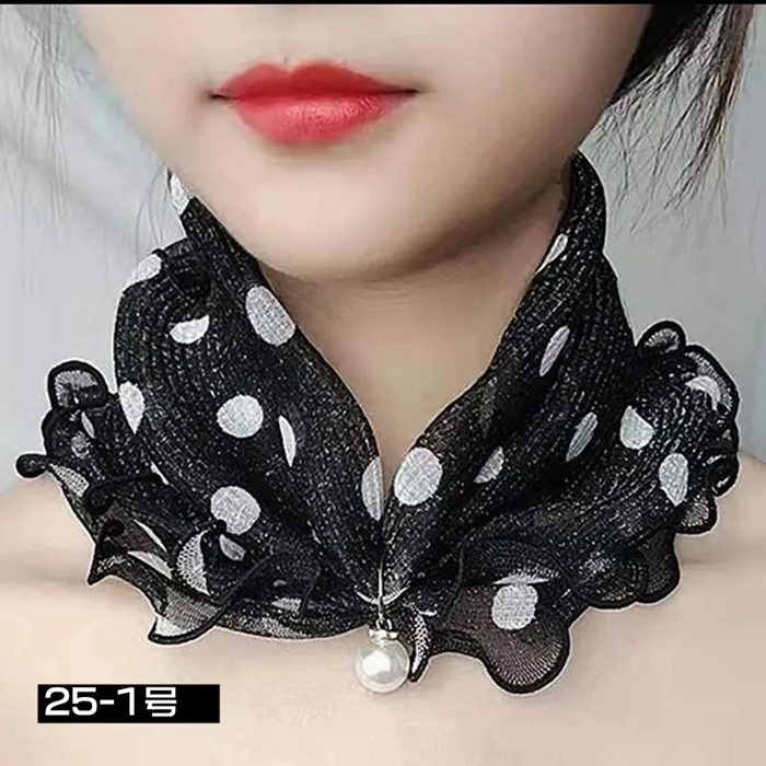 スカーフ レディース スヌード パール付き ヘアバンド ヘアターバン 首巻き 紫外線対策 揺れる フリル きれいめ 上品 |  | 15