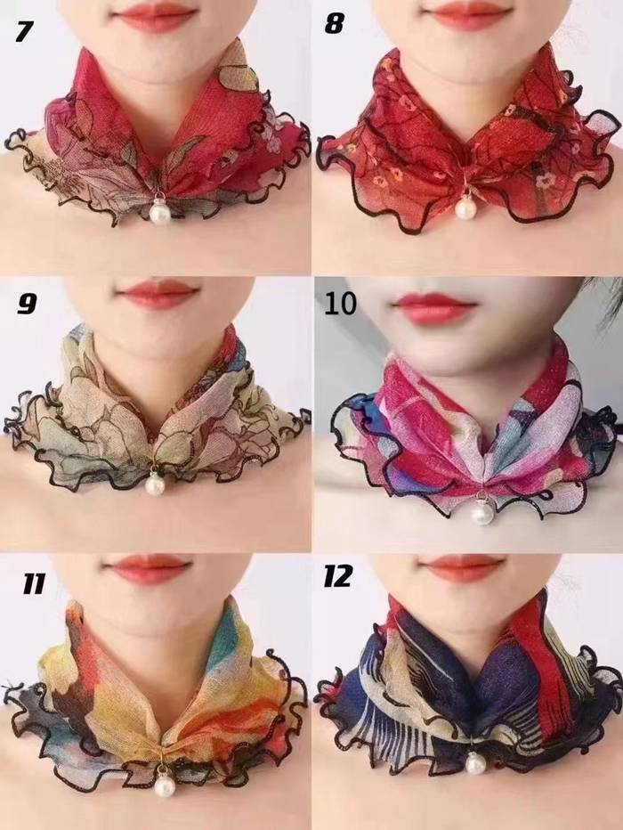 スカーフ レディース スヌード パール付き ヘアバンド ヘアターバン 首巻き 紫外線対策 揺れる フリル きれいめ 上品 |  | 22