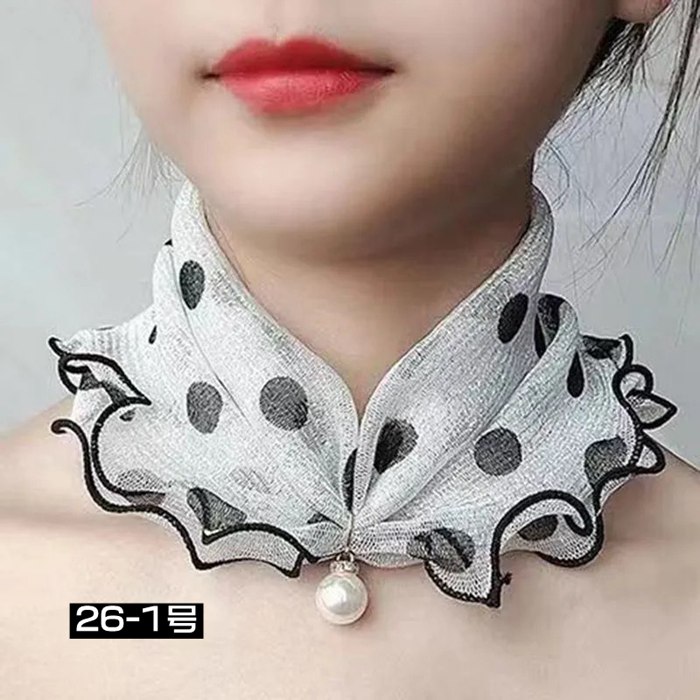 スカーフ レディース スヌード パール付き ヘアバンド ヘアターバン 首巻き 紫外線対策 揺れる フリル きれいめ 上品 |  | 16