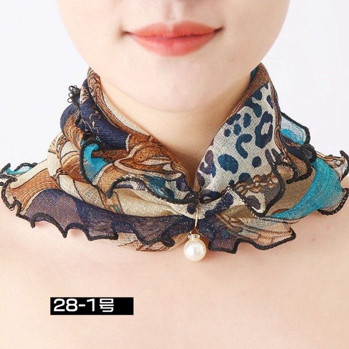スカーフ レディース スヌード パール付き ヘアバンド ヘアターバン 首巻き 紫外線対策 揺れる フリル きれいめ 上品 |  | 18