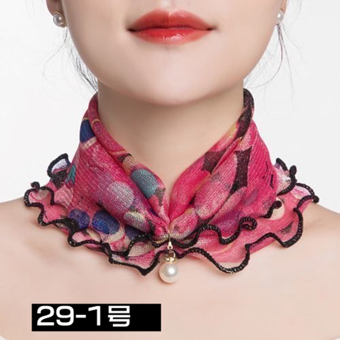 スカーフ レディース スヌード パール付き ヘアバンド ヘアターバン 首巻き 紫外線対策 揺れる フリル きれいめ 上品 |  | 19