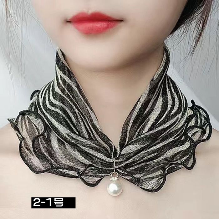 スカーフ レディース スヌード パール付き ヘアバンド ヘアターバン 首巻き 紫外線対策 揺れる フリル きれいめ 上品 |  | 02